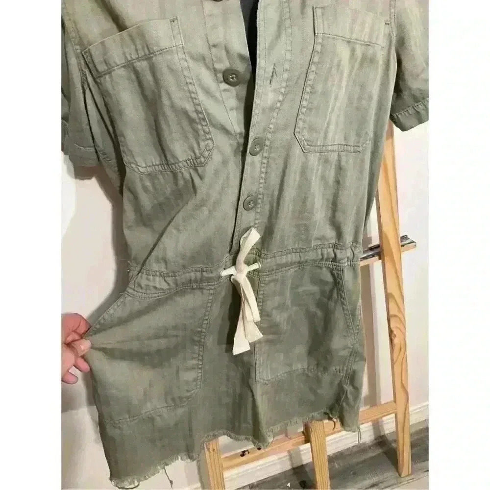 Lucky Brand Drawstring Dress, Women’s Size XS Frayed Hem Above the Knee, Aviator - Picture 4 of 12